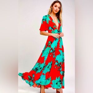 Orange and Teal Maxi Dress